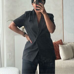 Short sleeve Black Blazer Jacket